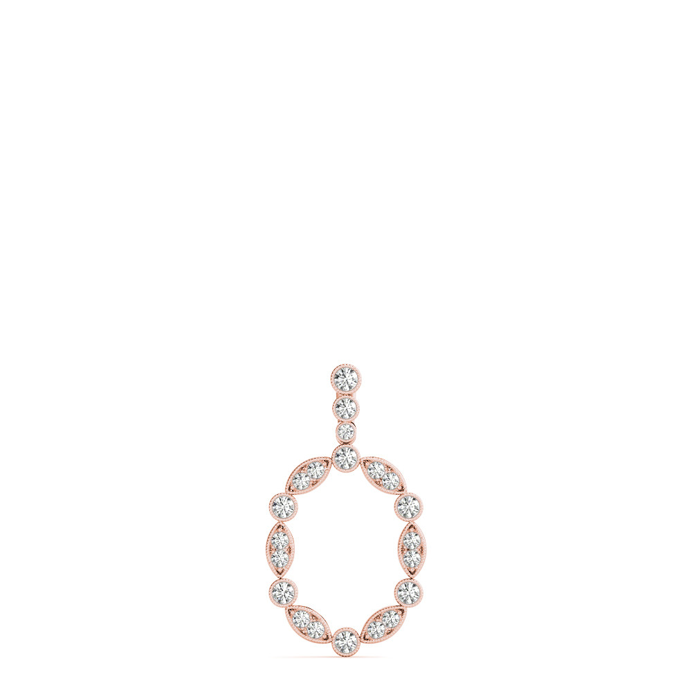 57935-Pink-2 Fashion Diamond Pendant, in Rose Gold - 32555