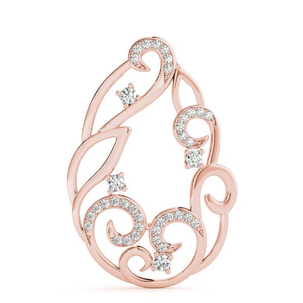57942-Pink-2 Fashion Diamond Pendant, in Rose Gold - 32507