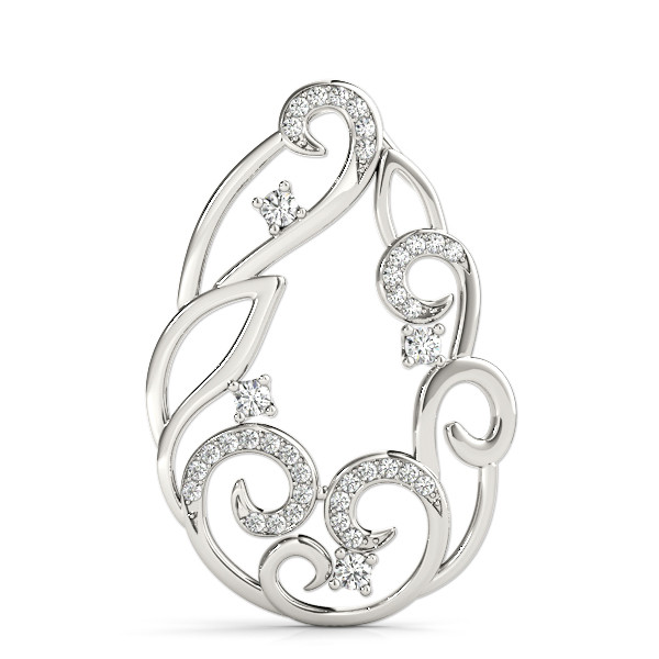 57942-White-2 Fashion Diamond Pendant, in Sterling Silver - 32507