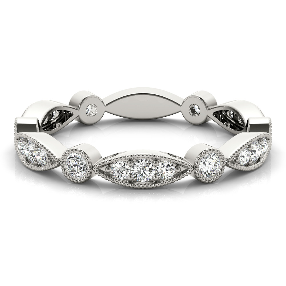 58252-White-2 Stackable Wedding Ring, in White Gold - 85109