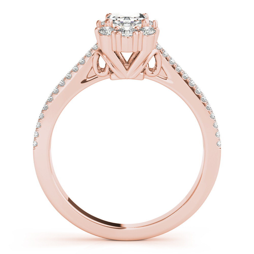 58318-Pink-1 Vintage Engagement Ring, Emerald Shape, in Rose Gold - 85145