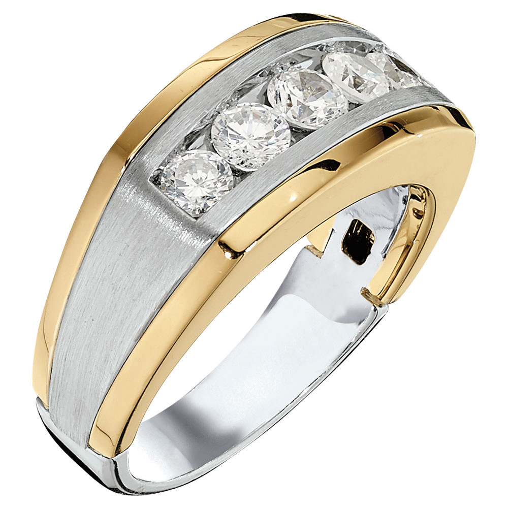 58400-White-1 Satin Finish Gents Ring, in White Gold - 10563