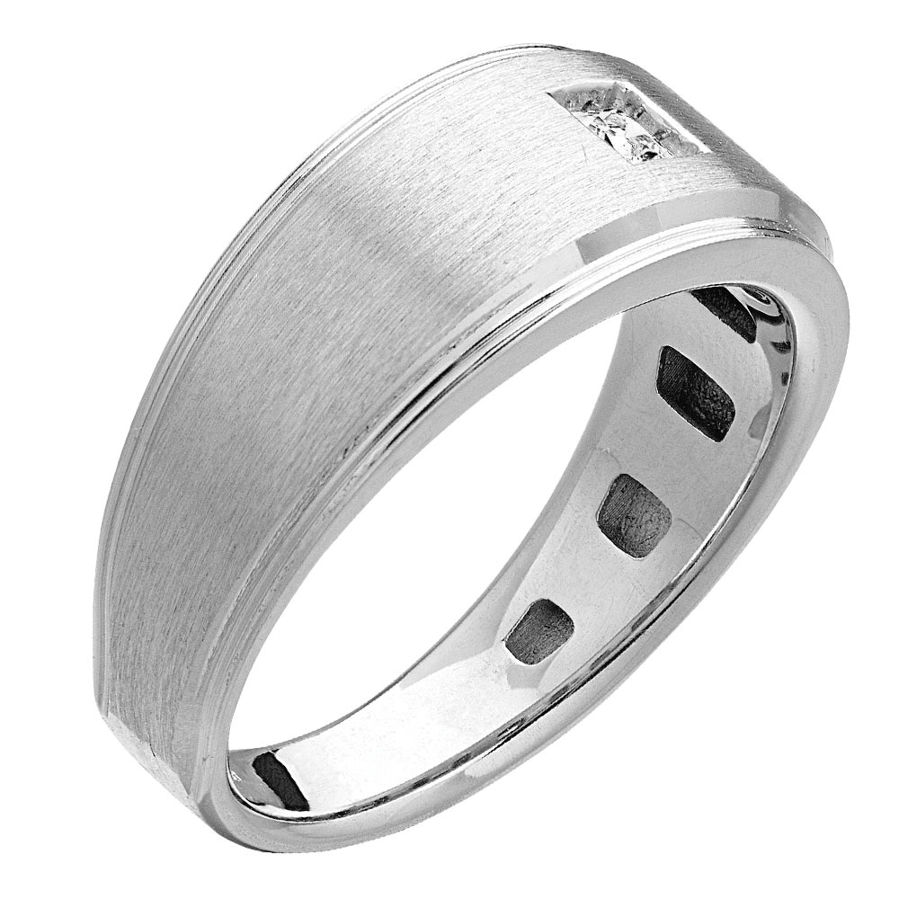 58421-White-1 Solitaire Gents Ring, Square Shape, in White Gold - 10622