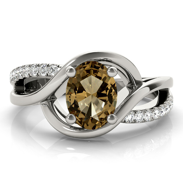 58497-White-2 Color Fashion Ring, Oval Shape, in Platinum - 84750