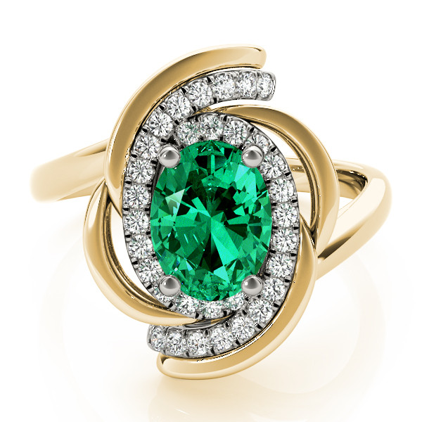 58500-Yellow-2 Color Fashion Ring, Oval Shape, in Yellow Gold - 84754