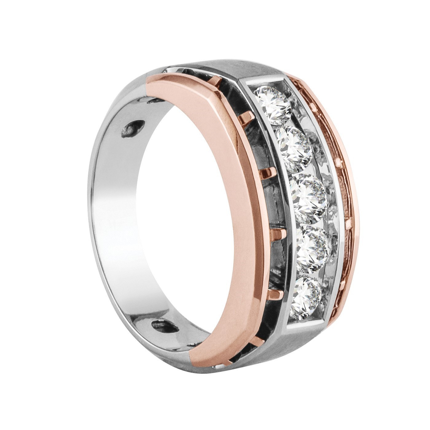 58577-White-1 Gents Fashion Ring, Round Shape, in White Gold - 10557