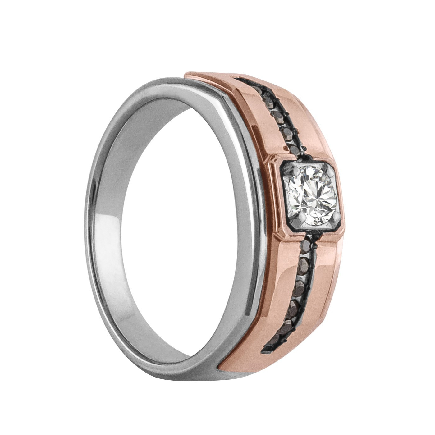 58582-White-1 Gents Fashion Ring, Round Shape, in Yellow Gold - 10562