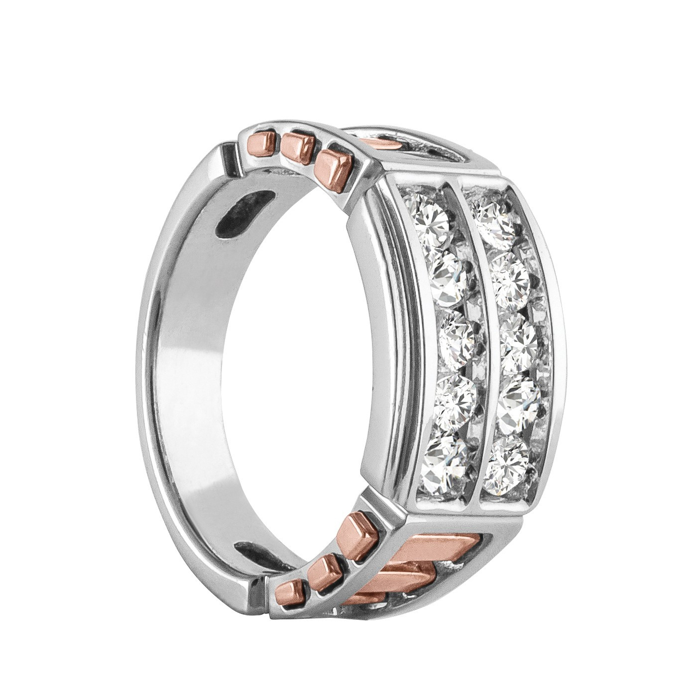 58588-White-1 Two Tone Gents Ring, in White Gold - 10570