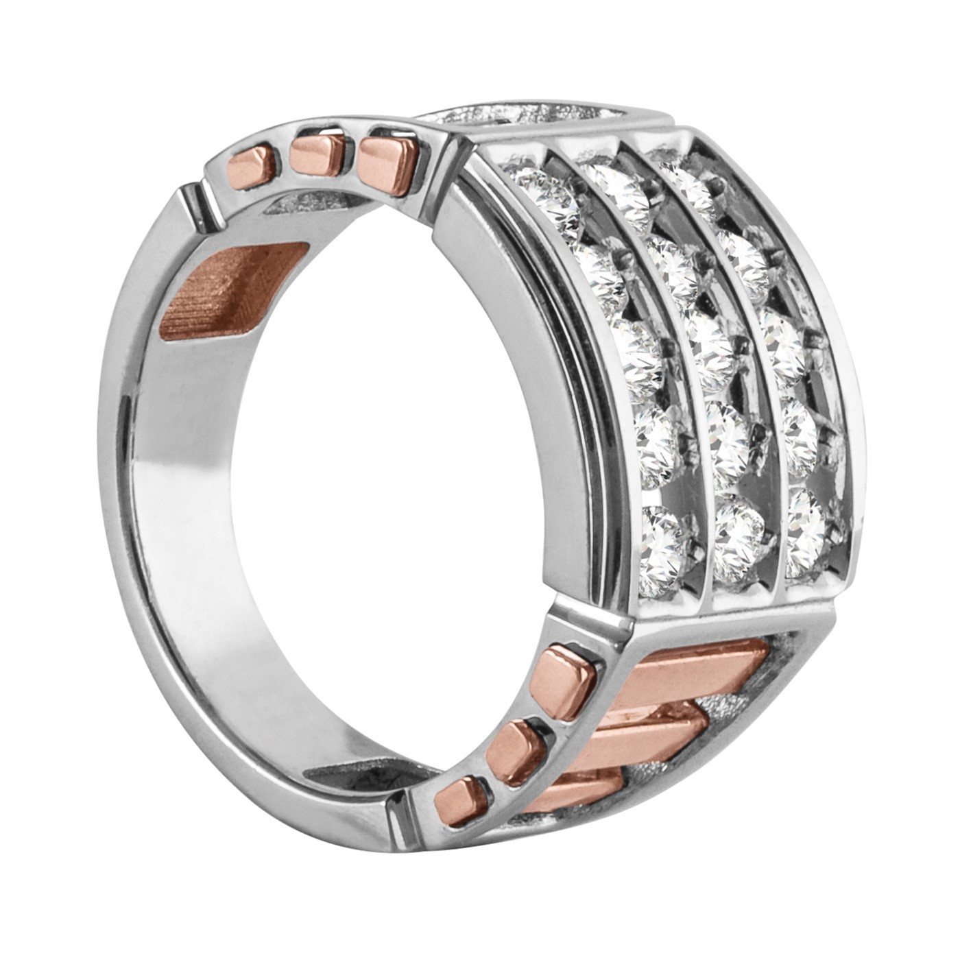 58589-White-1 Cluster Gents Ring, in Yellow Gold - 10571