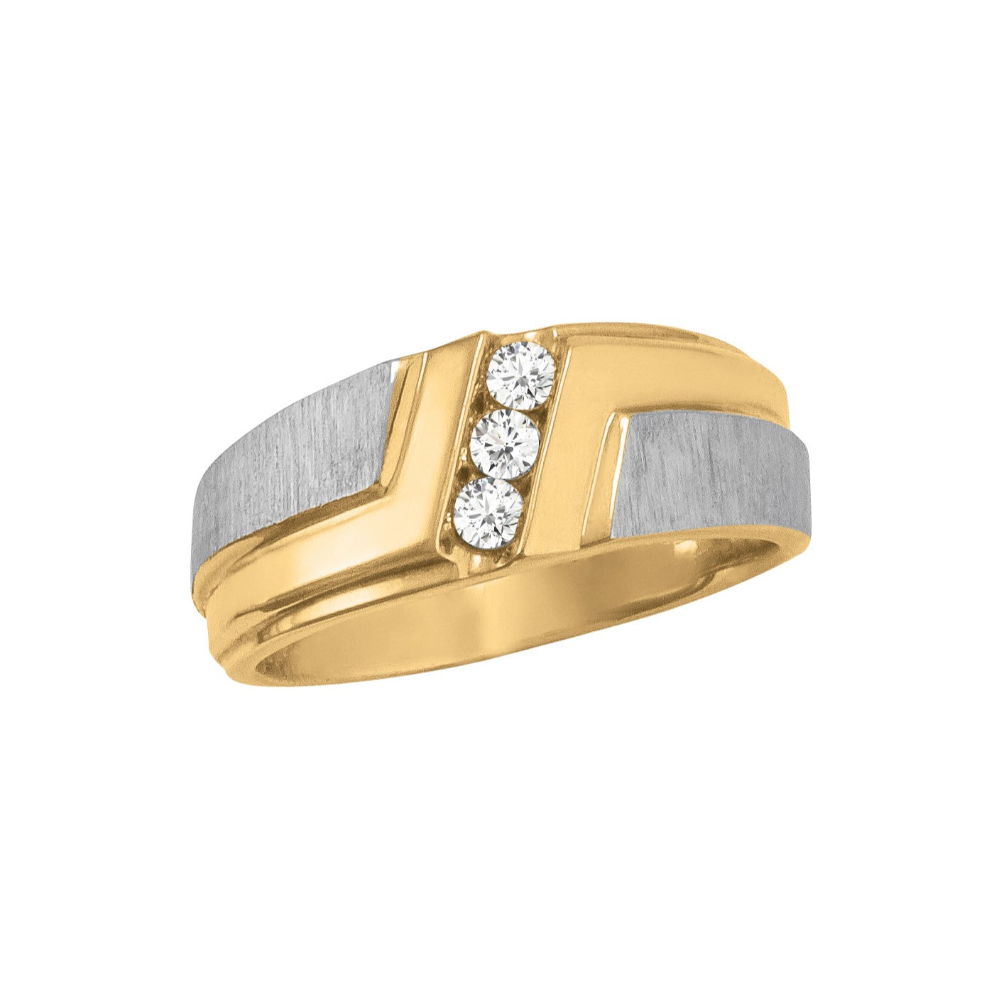58594-White-0 Satin Finish Gents Ring, in Yellow Gold - 10578