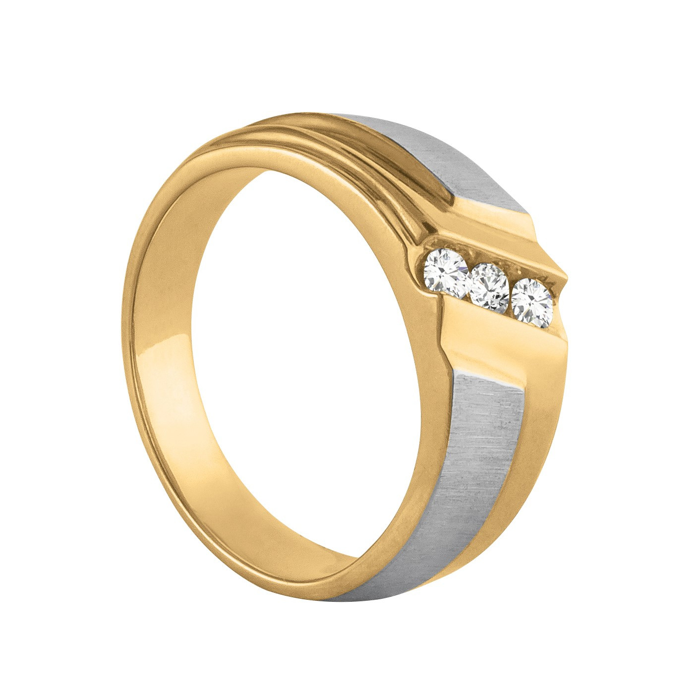 58594-White-1 Satin Finish Gents Ring, in Yellow Gold - 10578