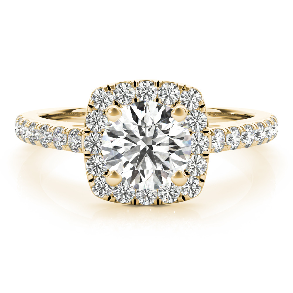 59055-Yellow-2 Cathedral Engagement Ring, Halo Style, Round Shape, in Yellow Gold - 85151
