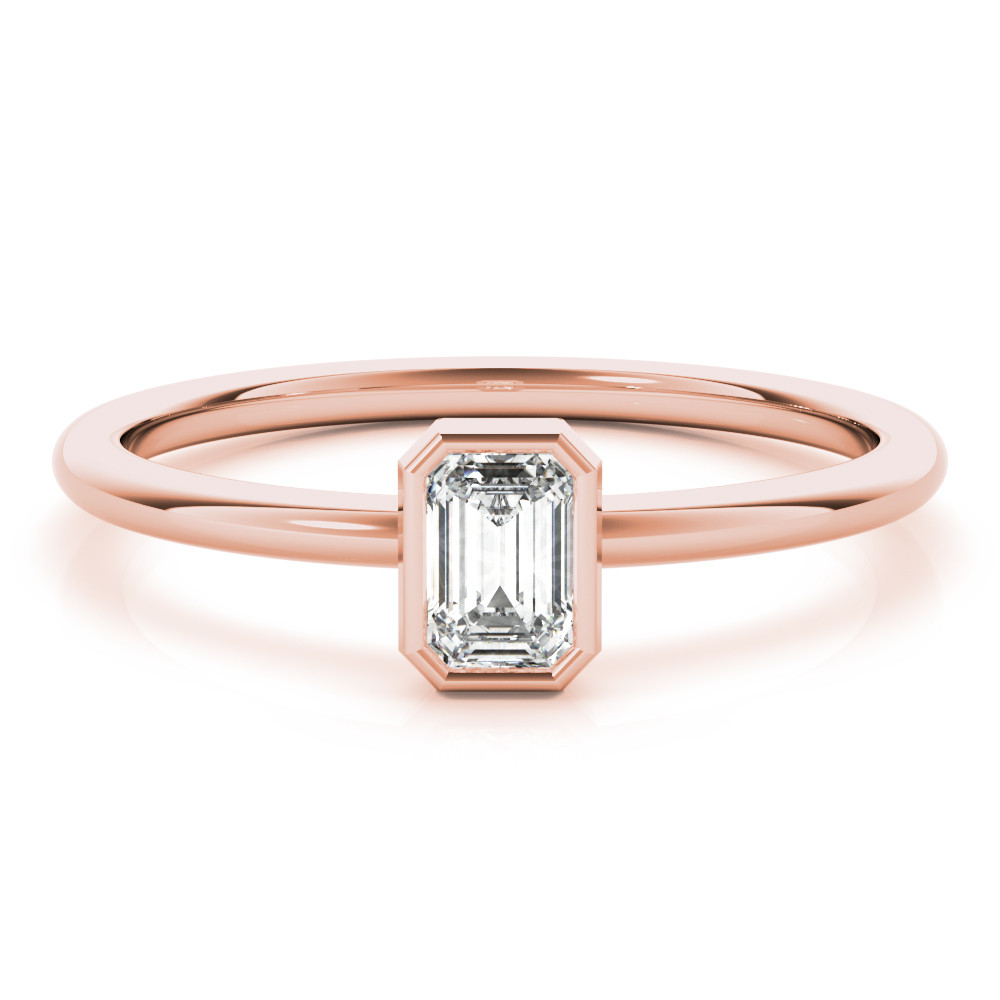 59076-Pink-2 Solitaire Fashion Ring, Emerald Shape, in Rose Gold - 85204