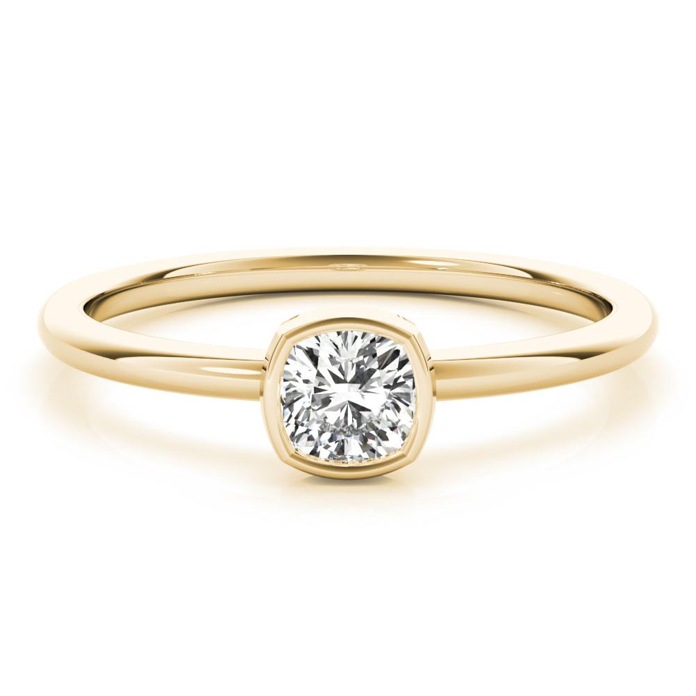 59079-Yellow-2 Solitaire Fashion Ring, Cushion Shape, in Yellow Gold - 85207