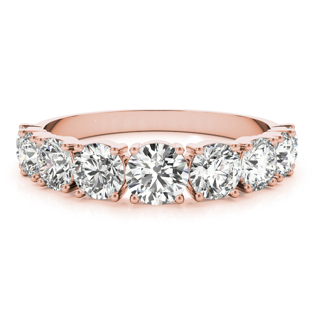 59404-Pink-2 Multirow Wedding Ring, Round Shape, in Rose Gold - 85210
