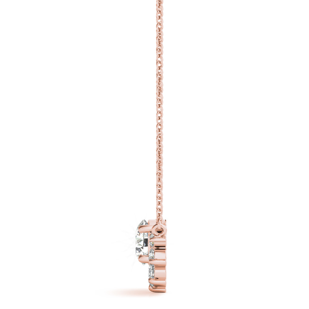 59425-Pink-1 Fashion Diamond Pendant, Round Shape, in Rose Gold - 32614