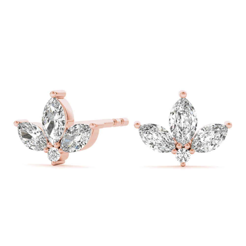 59432-Pink-2 Fashion Earrings, Marquise Shape, in Rose Gold - 41102