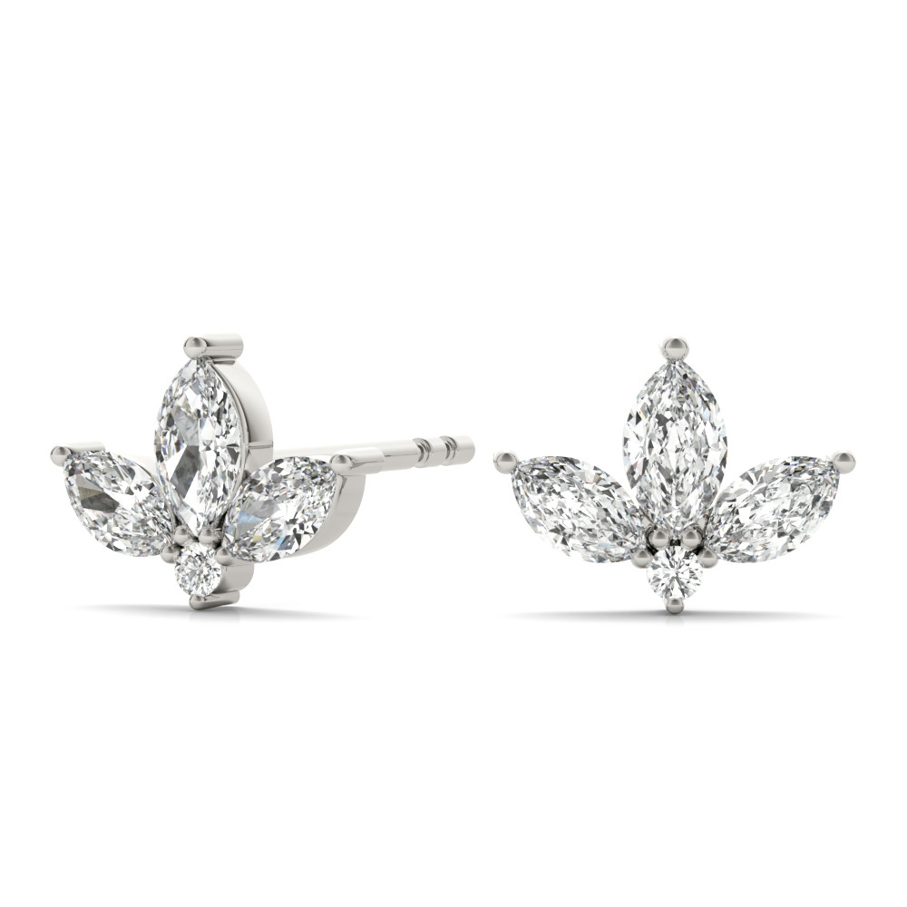 59432-White-2 Fashion Earrings, Marquise Shape, in White Gold - 41102