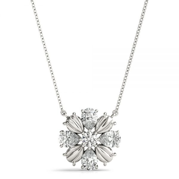 Diamond Flower Pendant, in Sterling Silver - 32620