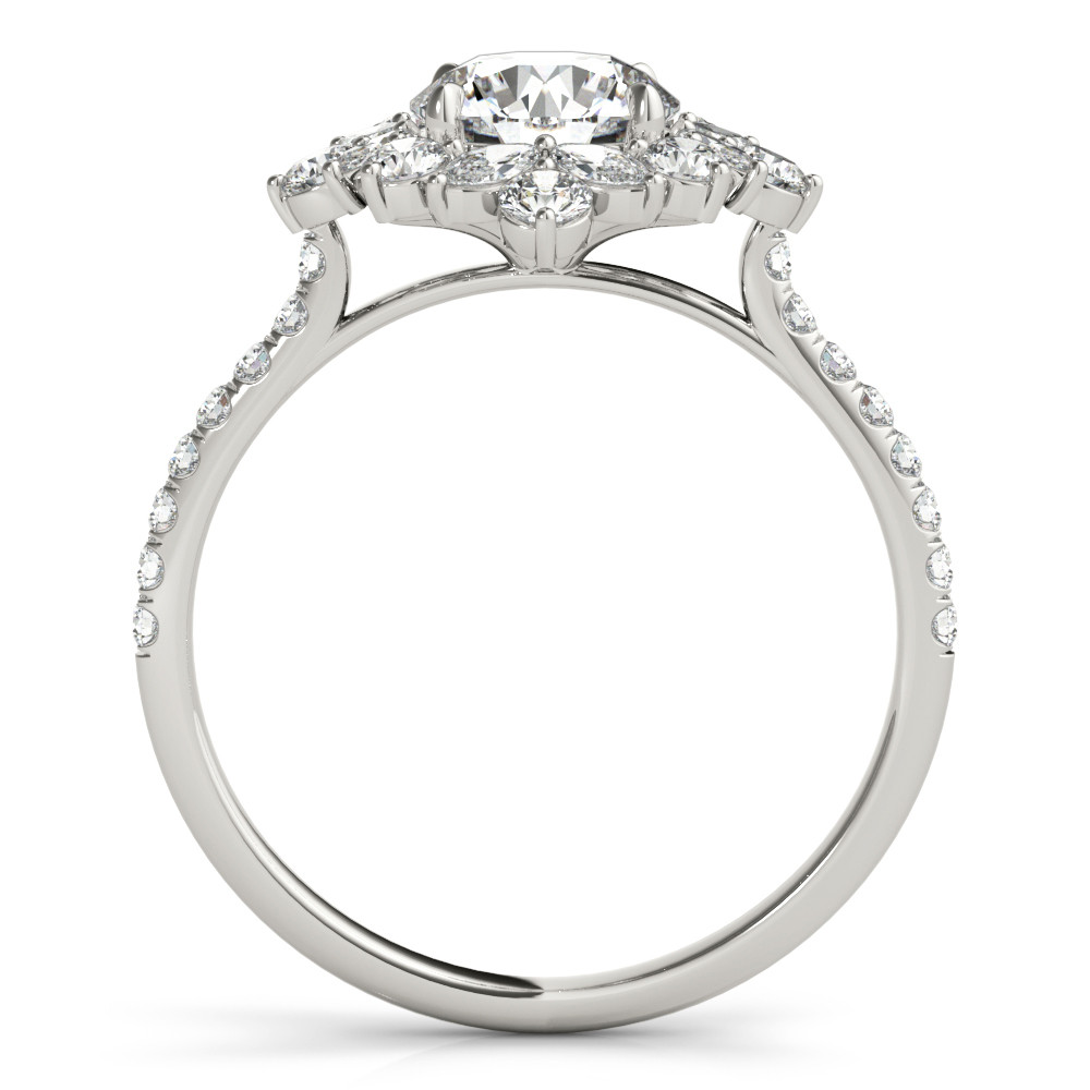 60752-White-1 Fashion Engagement Ring, Side Stone Style, Round Shape, in White Gold - 85274