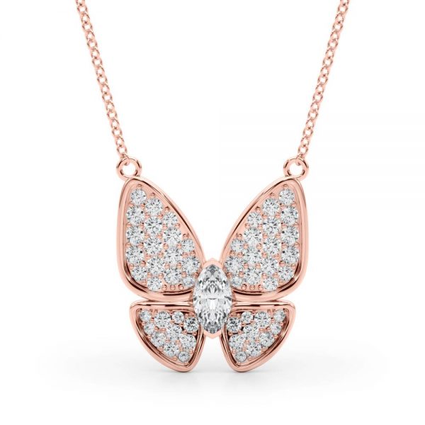 Butterfly Diamond Pendant, Marquise Shape, in Rose Gold - 32618