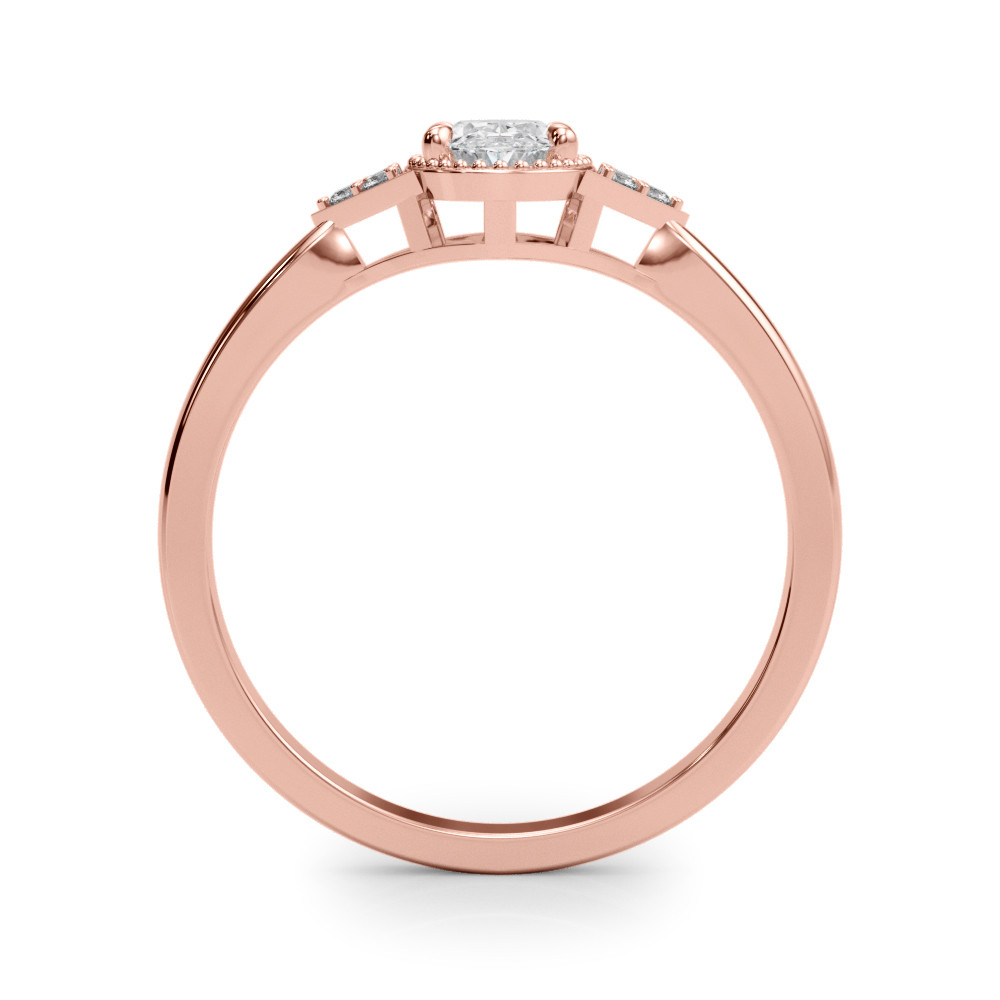 60927-Pink-1 Side Stone Engagement Ring, Oval Shape, in Rose Gold - 85313