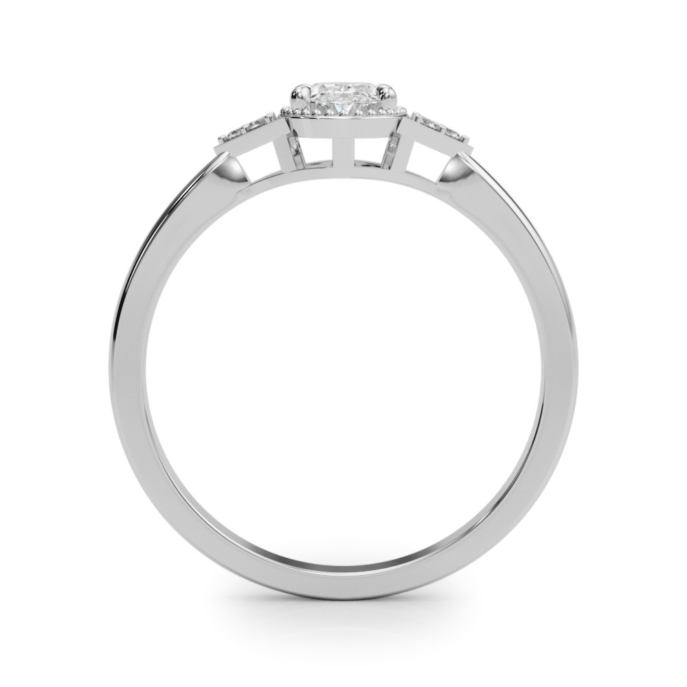 60927-White-1 Side Stone Engagement Ring, Oval Shape, in White Gold - 85313