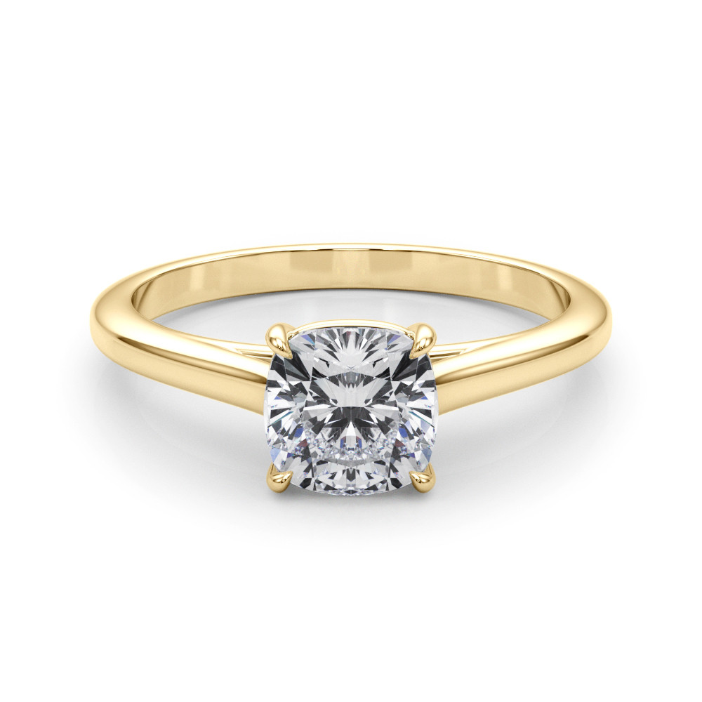 61009-Yellow-2 Solitaire Engagement Ring, Cushion Shape, in Yellow Gold - 85195