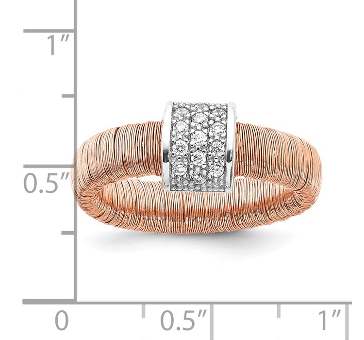 AN_043-P--8 Sterling Silver Rose Tone Wire Wrapped Swarovski Crystal Ring