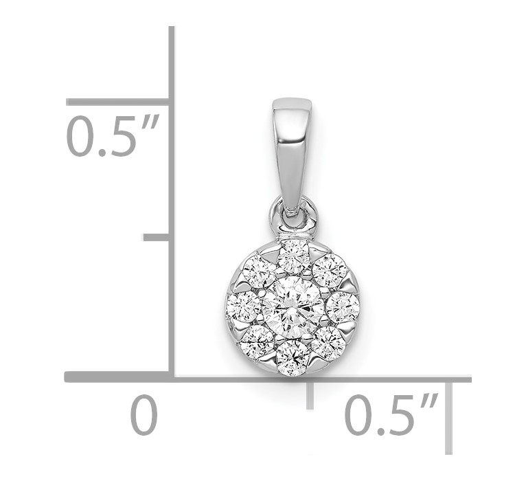 PM4748-025-1WA--8 10k White Gold 1/4ct. Diamond Circle Cluster Pendant
