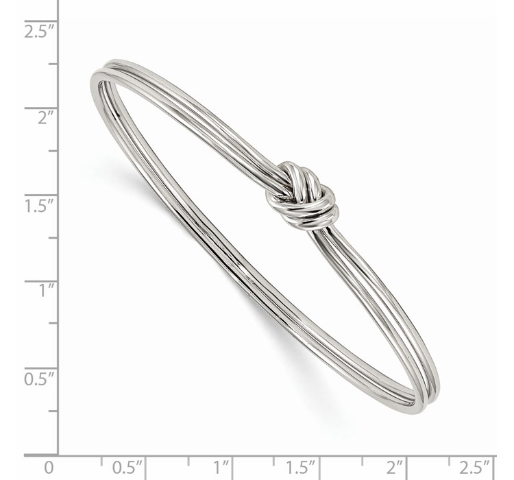 QB1080--8 Sterling Silver Rhodium-plated Polished Knot Slip on Bangle