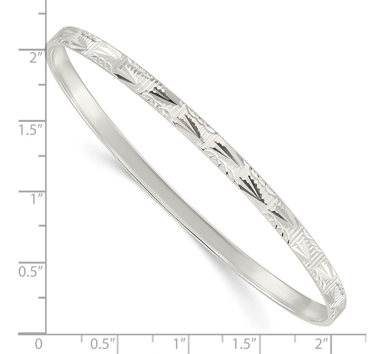 QB1084--8 Sterling Silver Diamond Cut Slip-on Bangle