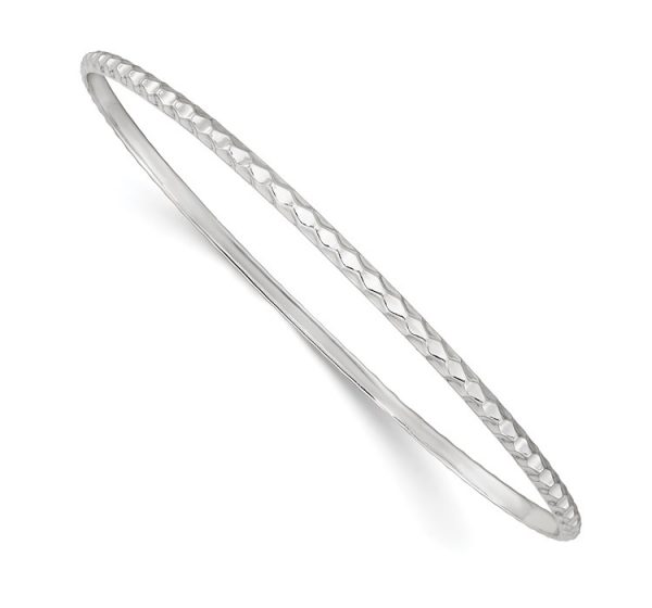 Sterling Silver Polished 2.5mm Textured Slip-on Bangle