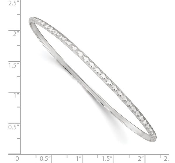 Sterling Silver Polished 2.5mm Textured Slip-on Bangle