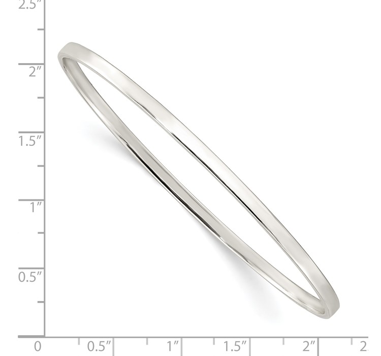 QB1399--8 Sterling Silver Polished 3mm Slip-on Bangle