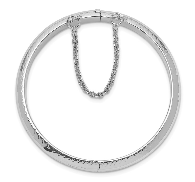 QB19--2 Sterling Silver RH-plated Polished D/C 5mm Hinged Baby Bangle Bracelet