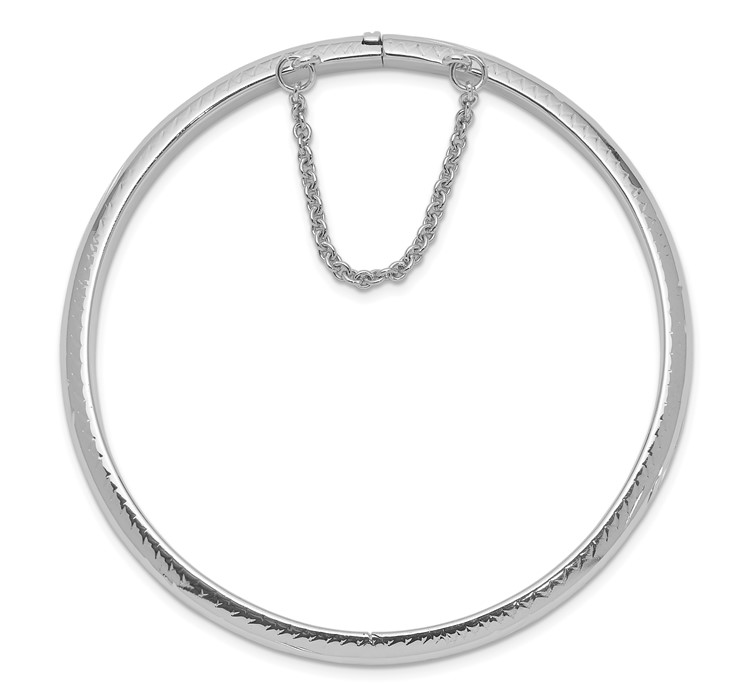 QB39--2 Sterling Silver Rhodium-plated 5mm D/C Hinged Bangle Bracelet