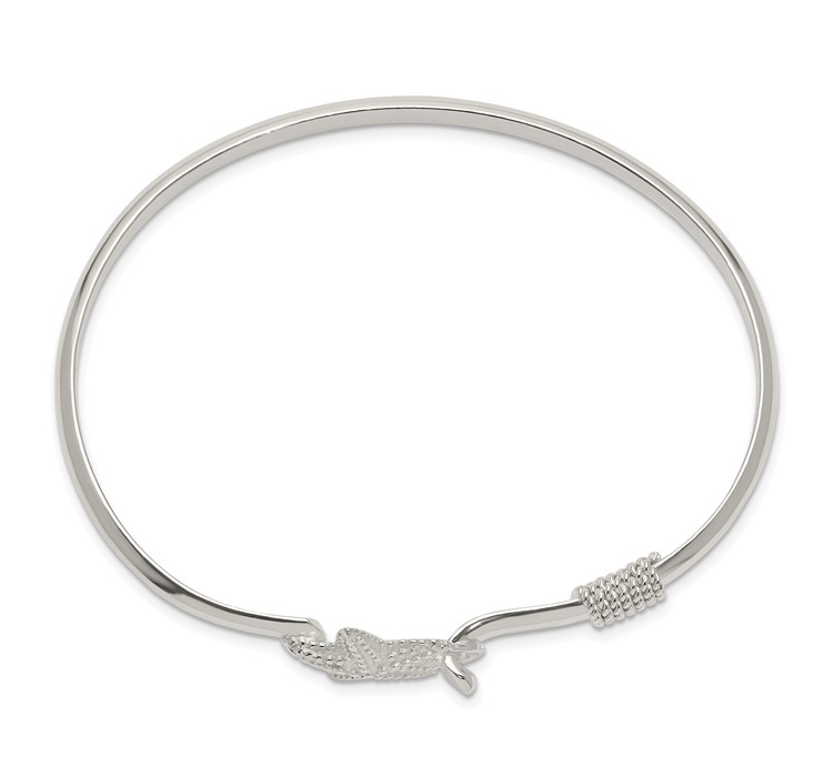 QB910--2 Sterling Silver Polished and Textured Starfish Bangle