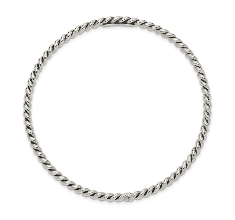 QB920--2 Sterling Silver Antiqued 3mm Twisted Slip-on Bangle