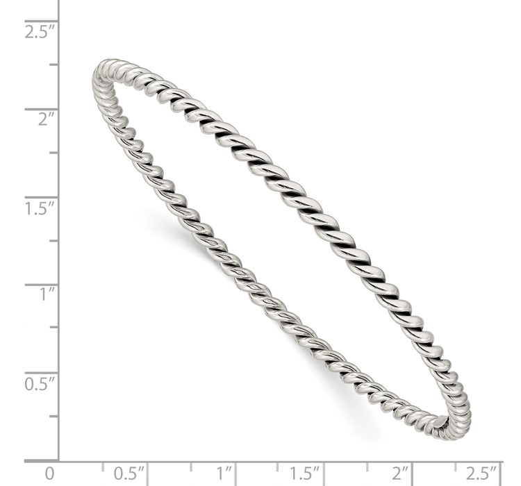 QB920--8 Sterling Silver Antiqued 3mm Twisted Slip-on Bangle