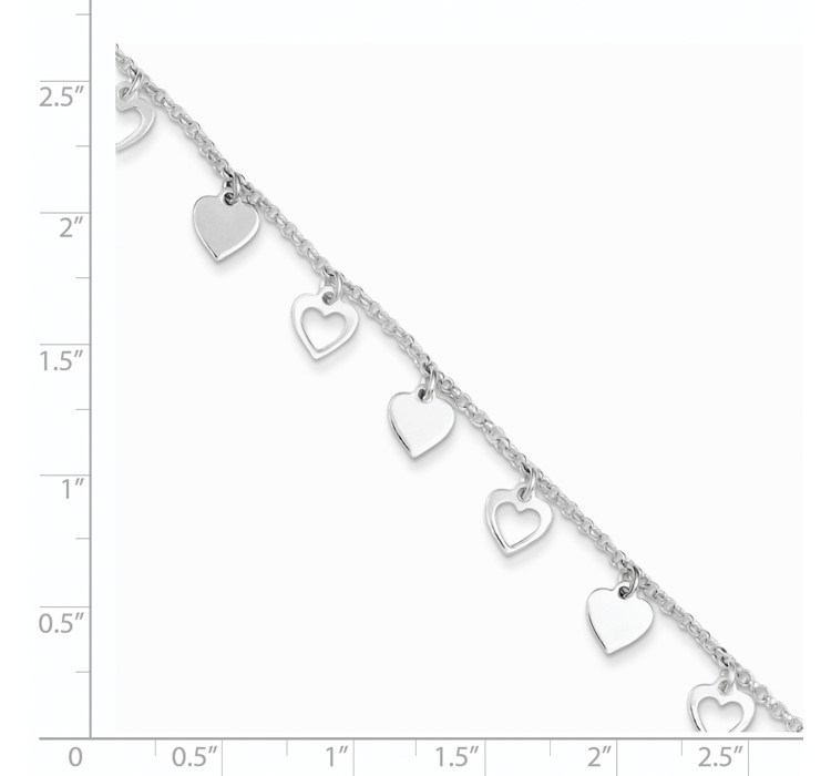 QG2352--8 Sterling Silver with Hearts Bracelet