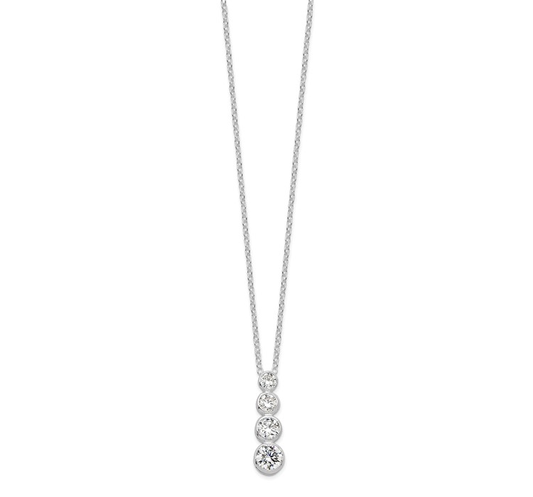 QG2638-18--2 Sterling Silver Rhodium-plated CZ Journey Necklace