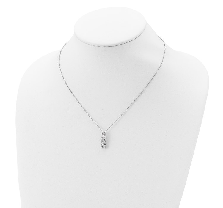 QG2638-18--4 Sterling Silver Rhodium-plated CZ Journey Necklace