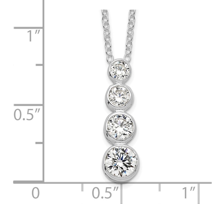 QG2638-18--8 Sterling Silver Rhodium-plated CZ Journey Necklace