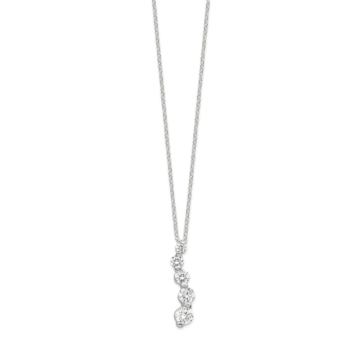 QG2642-18--2 Sterling Silver CZ Journey Necklace