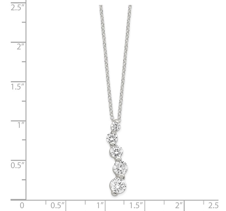 QG2642-18--8 Sterling Silver CZ Journey Necklace