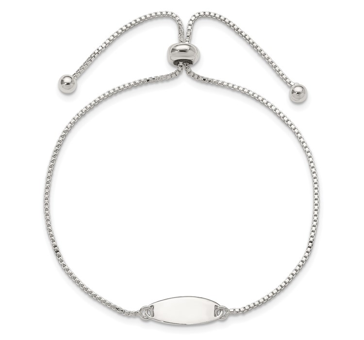 QG4764--4 Sterling Silver Polished Bar Adjustable Bracelet