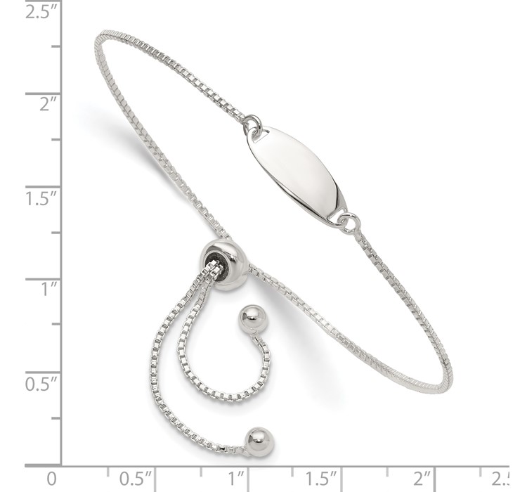 QG4764--8 Sterling Silver Polished Bar Adjustable Bracelet