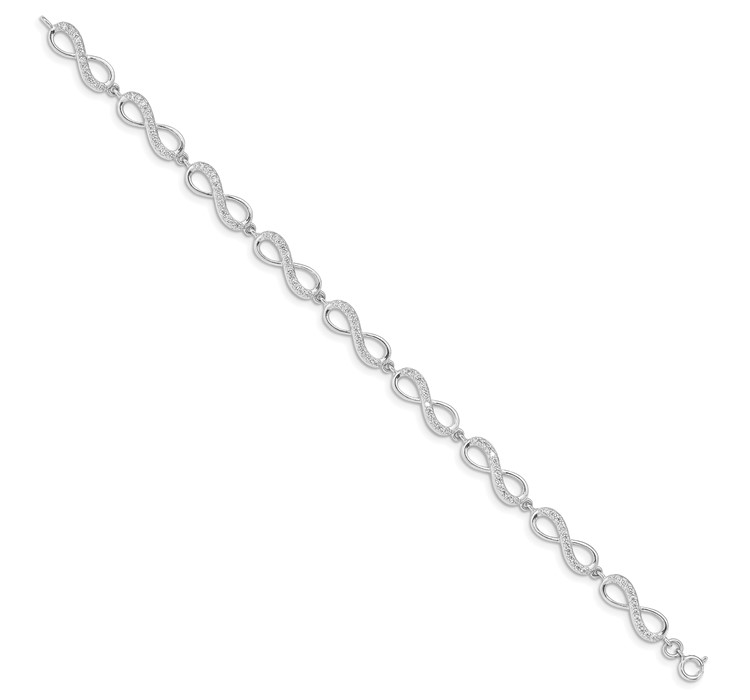 QG4877-7--2 Sterling Silver Rhodium Plated CZ Infinity Bracelet