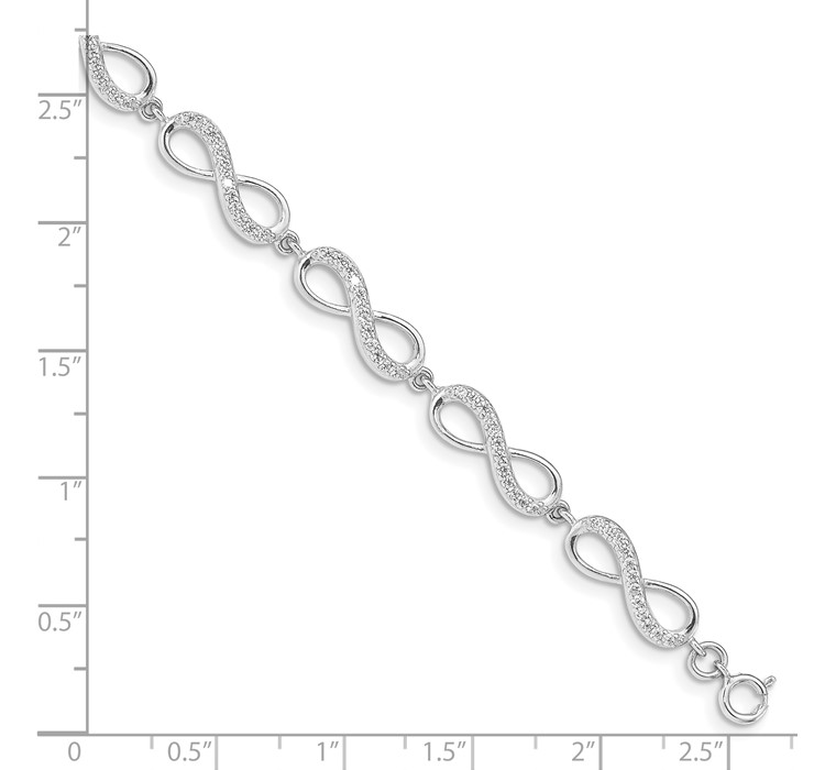 QG4877-7--8 Sterling Silver Rhodium Plated CZ Infinity Bracelet